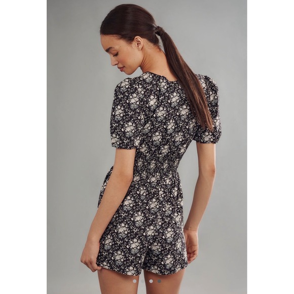 Anthropologie Katerina button front Floral Print boho Short Sleeve Romper XL - Picture 3 of 14